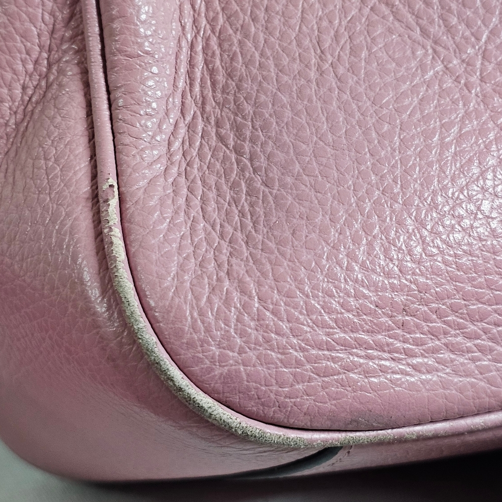 Coach Jes Crossbody Camera Shoulder Bag Double-Zip Pink Metallic Pebbled Leather - Picture 5 of 16